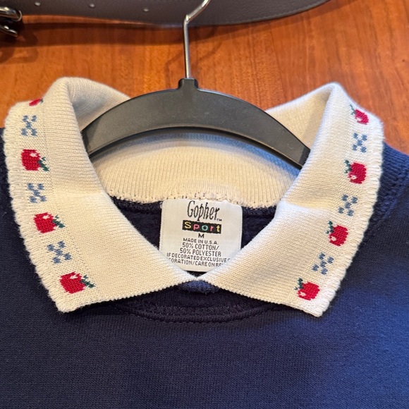 Vintage Navy Blue Duck Print Womens Sweater - Picture 7 of 11